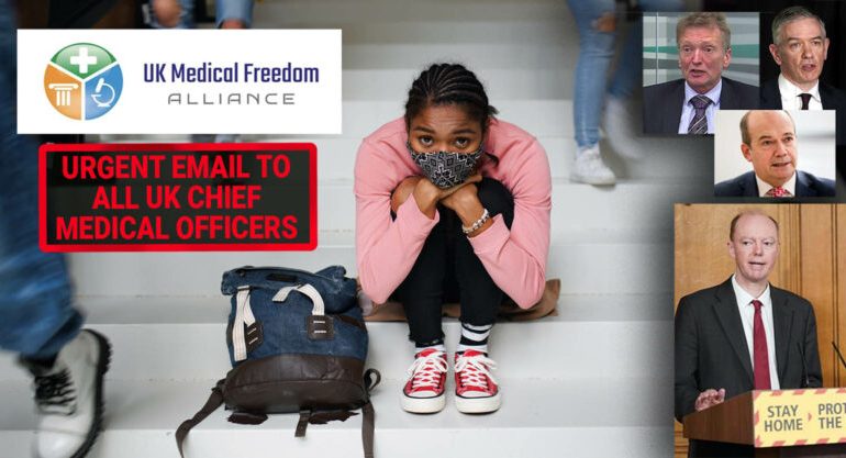 E-mail urgente della UK Medical Freedom Alliance ai Chief Medical Officers del Regno Unito per il lancio del vaccino contro il Covid-19 ai ragazzi di 12-15 anni
