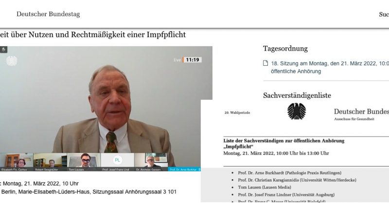 El Bundestag alemán escucha al profesor Dr. Arne Burkhardt sobre los peligros de la vacunación contra el Covid 19