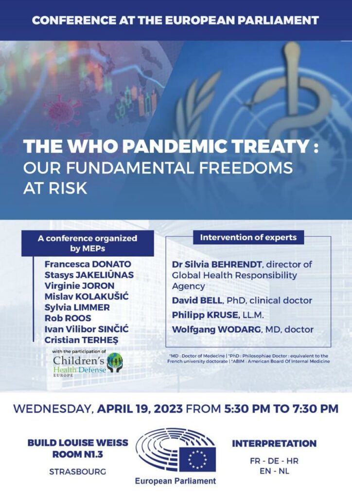 Livestream – European Parliament – The WHO Pandemic Treaty – April 19 