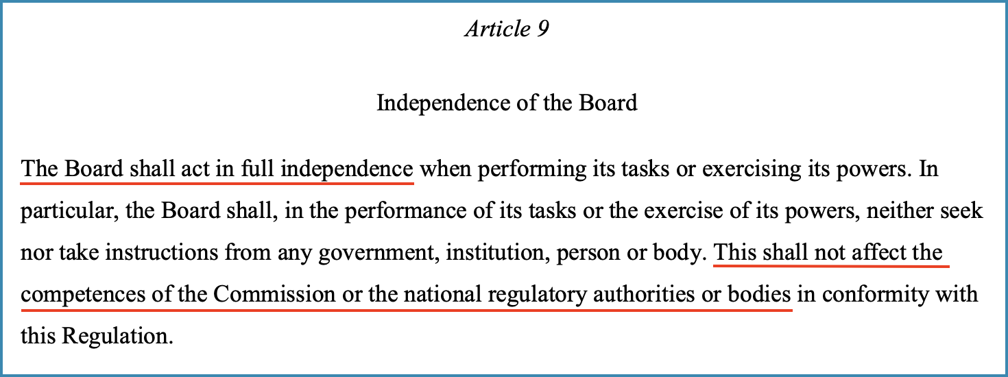 Article 9 - Independence of the Board